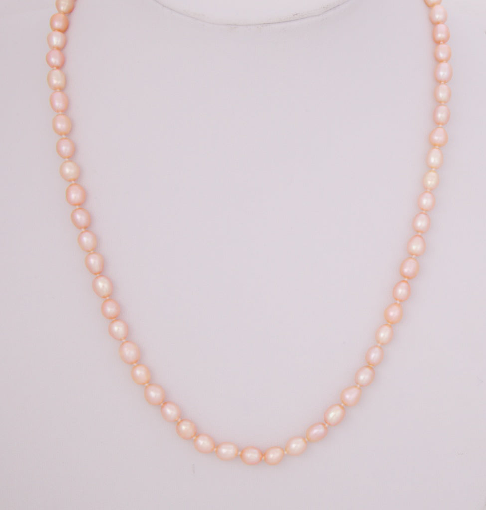 Peach Pink Oval Freshwater Pearl Necklace - 4 ways to wear