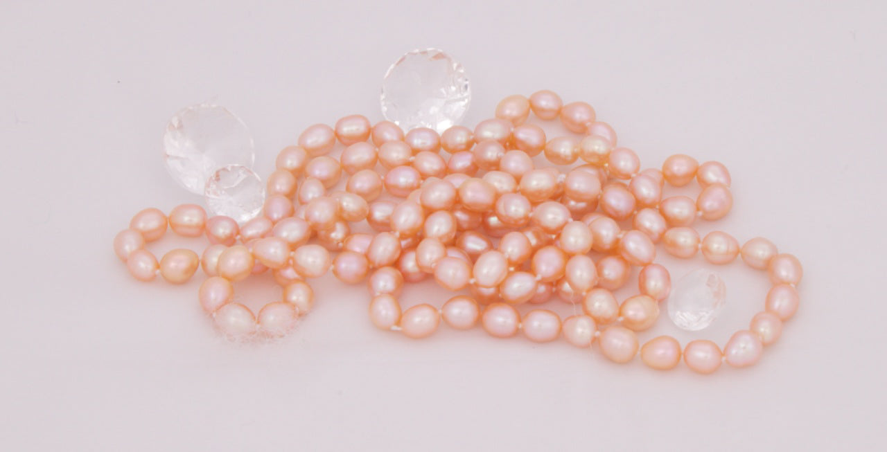 Peach Pink Oval Freshwater Pearl Necklace - 4 ways to wear