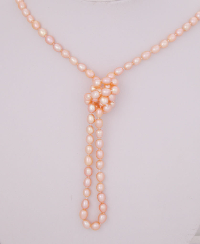 Peach Pink Oval Freshwater Pearl Necklace - 4 ways to wear