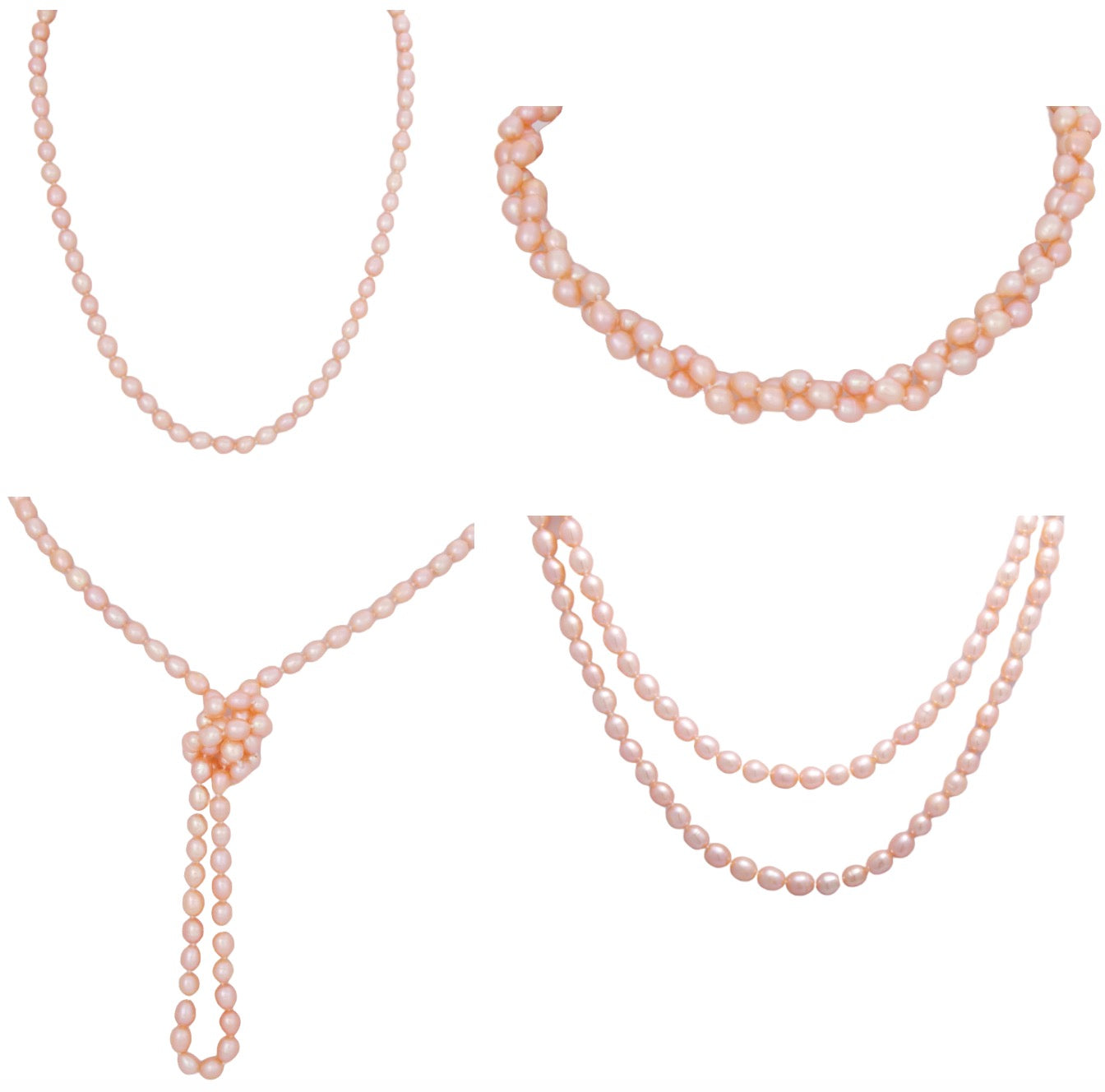 Peach Pink Oval Freshwater Pearl Necklace - 4 ways to wear
