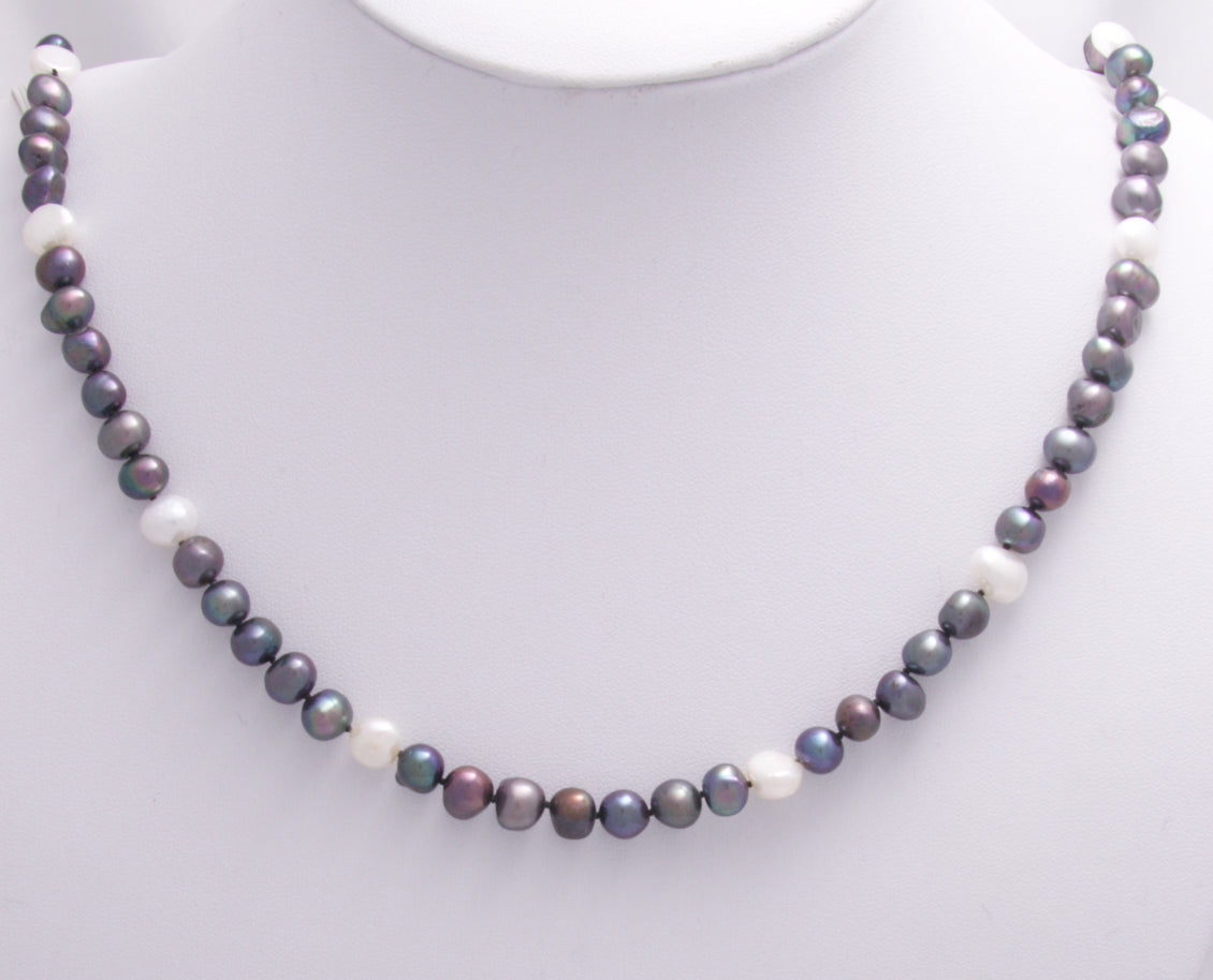 Peacock and White Freshwater Pearls Necklace - 4 ways to wear