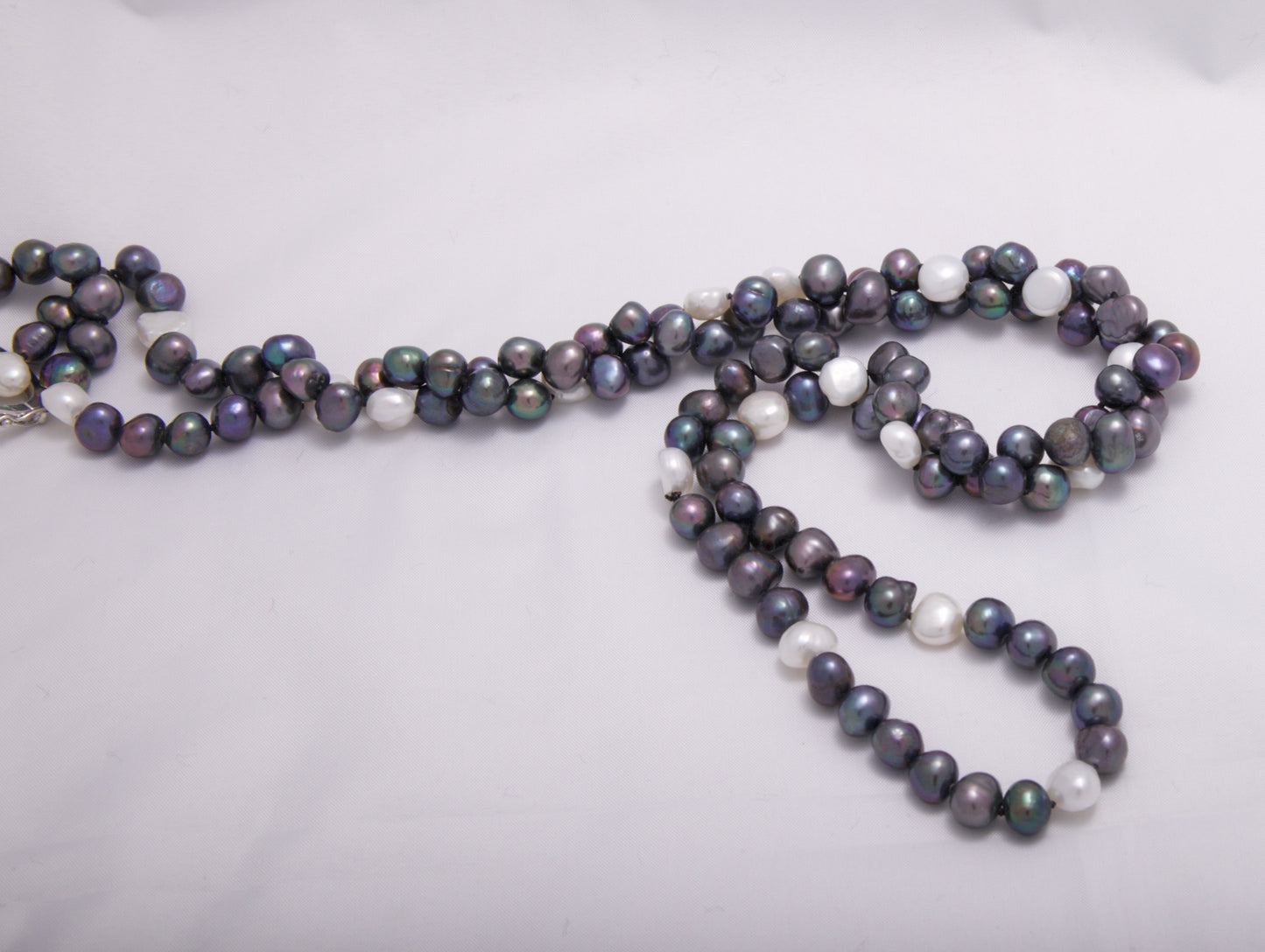 Peacock and White Freshwater Pearls Necklace - 4 ways to wear