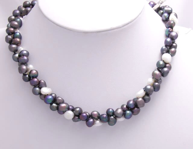 Peacock and White Freshwater Pearls Necklace - 4 ways to wear