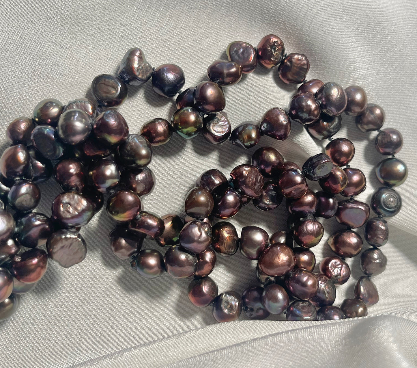 Peacock Freshwater Pearls Necklace - 4 ways to wear - iridescent 7mm-9mm pearls