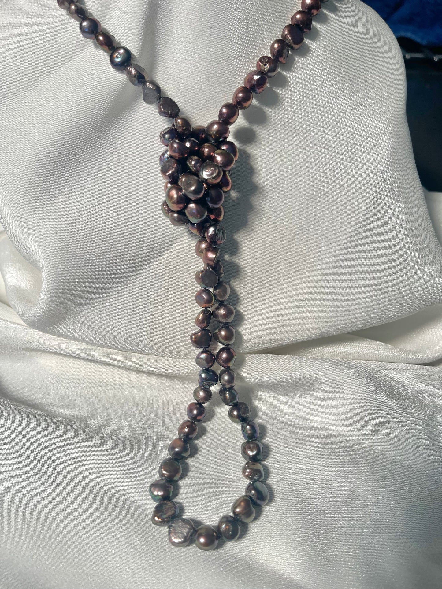 Peacock Freshwater Pearls Necklace - 4 ways to wear - iridescent 7mm-9mm pearls