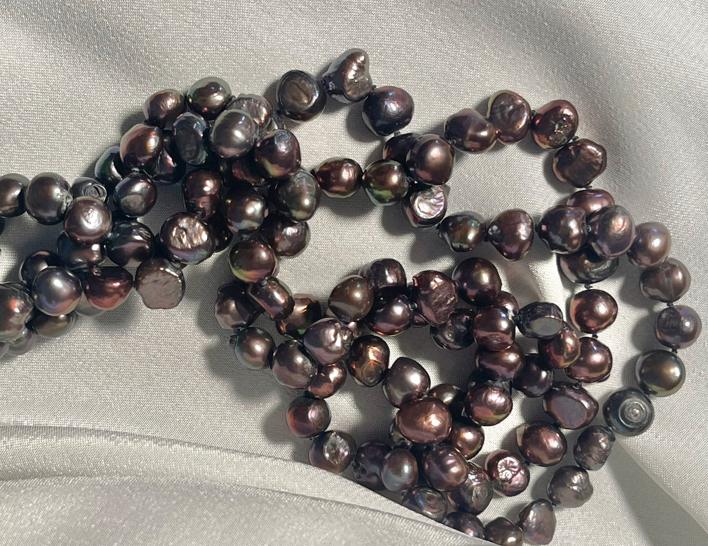 Peacock Freshwater Pearls Necklace - 4 ways to wear - iridescent 7mm-9mm pearls