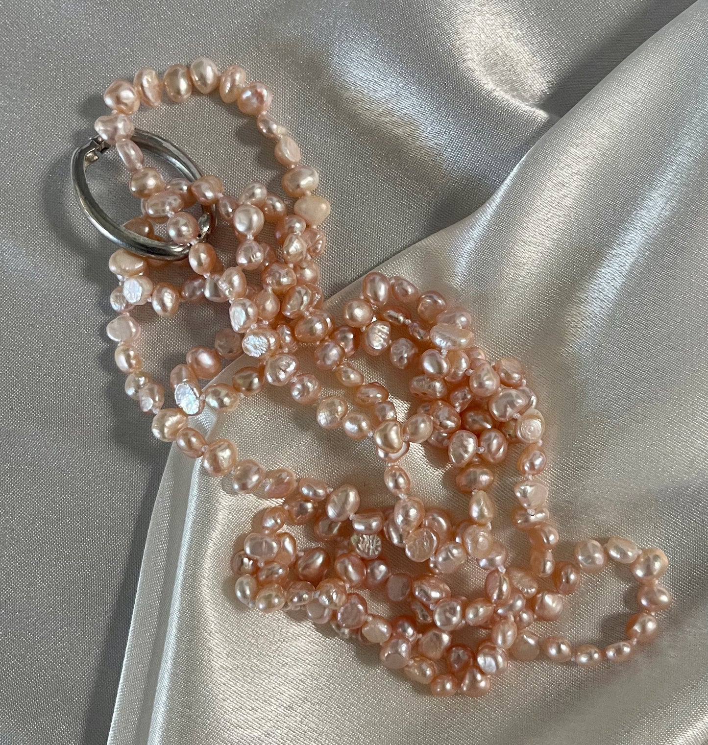 Pink Freshwater Pearl Necklace - 4 ways to wear, 5mm potato pearls