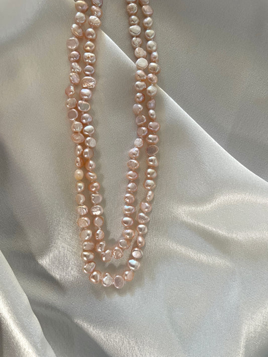 Pink Freshwater Pearl Necklace - 4 ways to wear, 5mm potato pearls