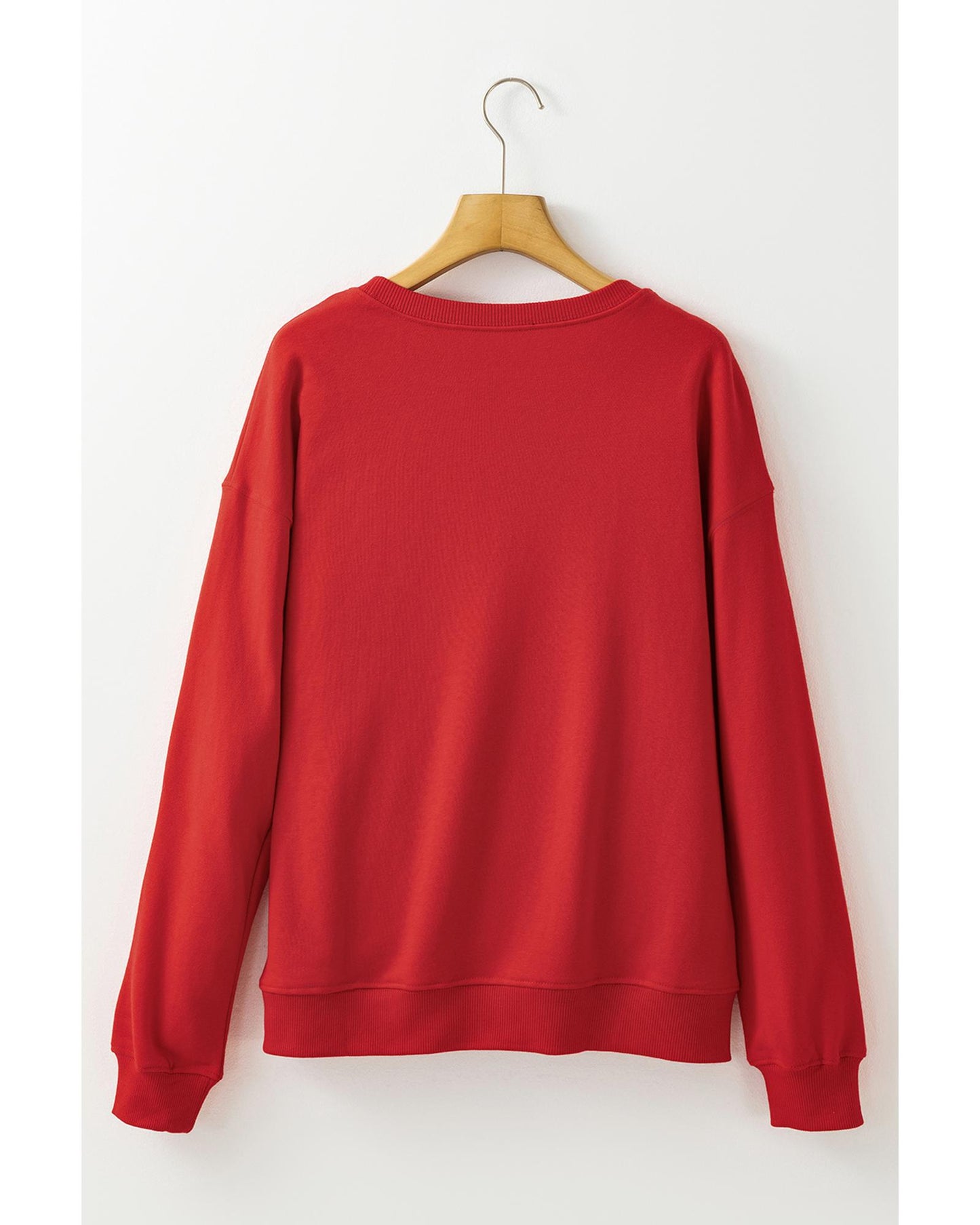Red Heat Transfer HOLLY JOLLY Printing Christmas Pullover Sweatshirt - M