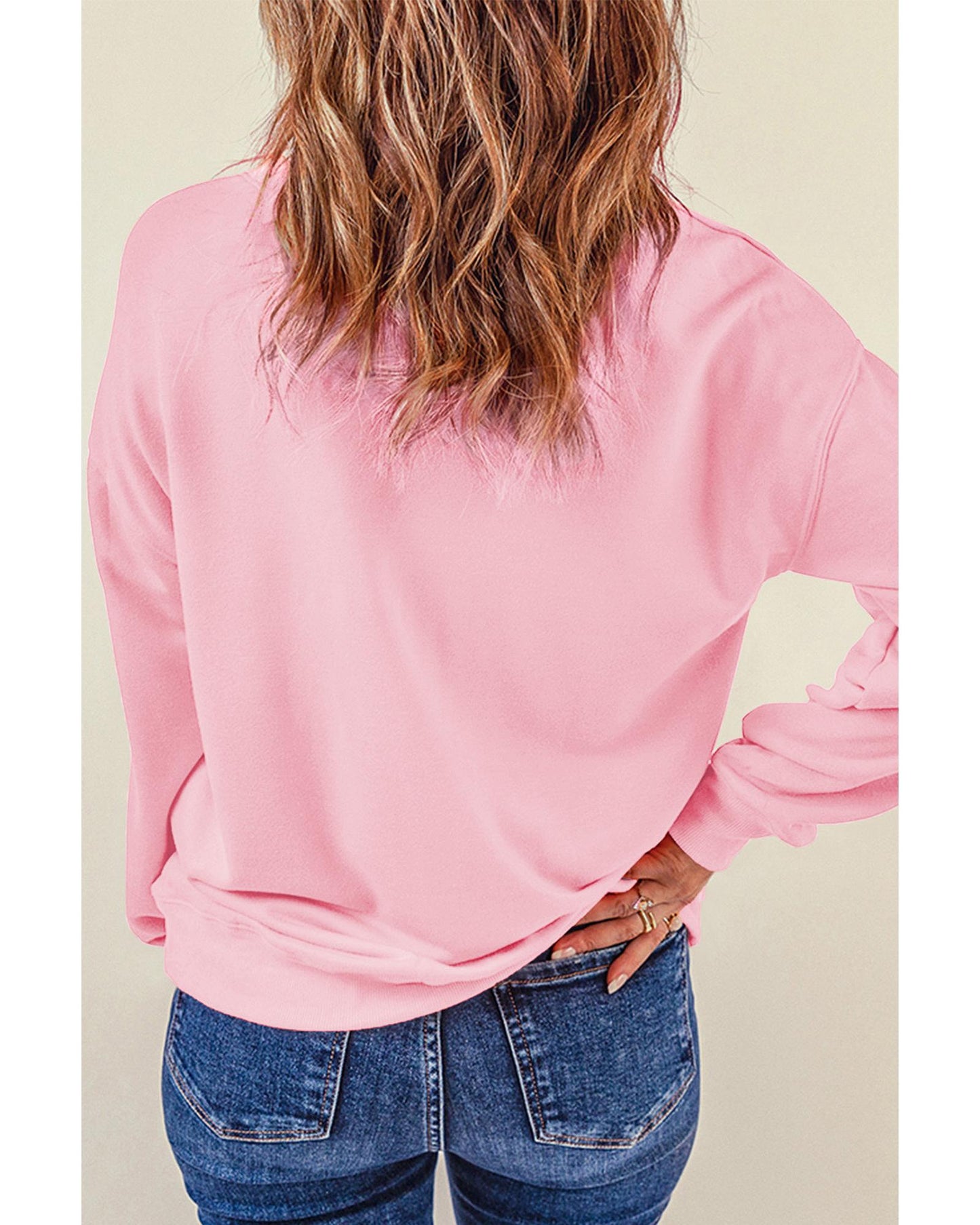 Pink HOLLY JOLLY Christmas Festive Letter Graphic Sweatshirt - S