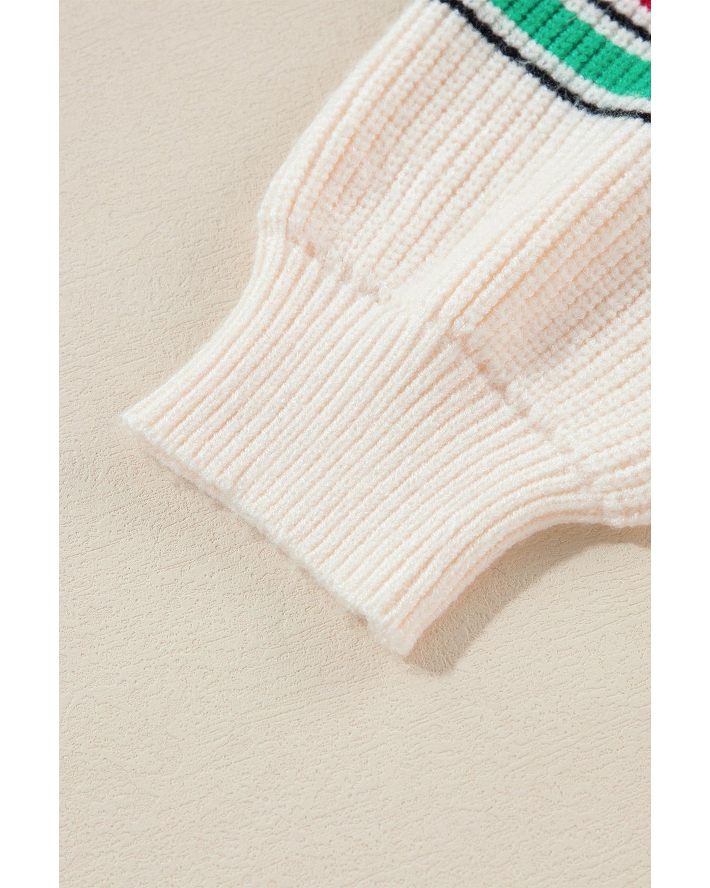 Beige Tinsel Holly Jolly Graphic Classic Sweater - M