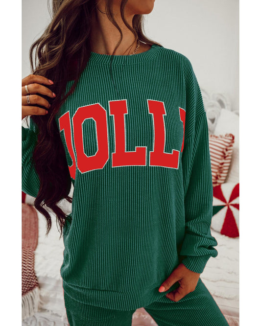 Evergreen JOLLY Corded Long Sleeve Top and Pockets Pants Set - S