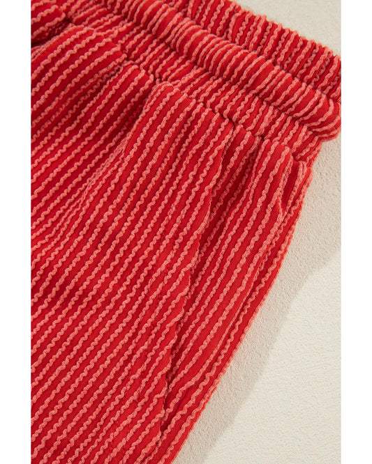 Fiery Red JOLLY Corded Long Sleeve Top and Pockets Pants Set - XL