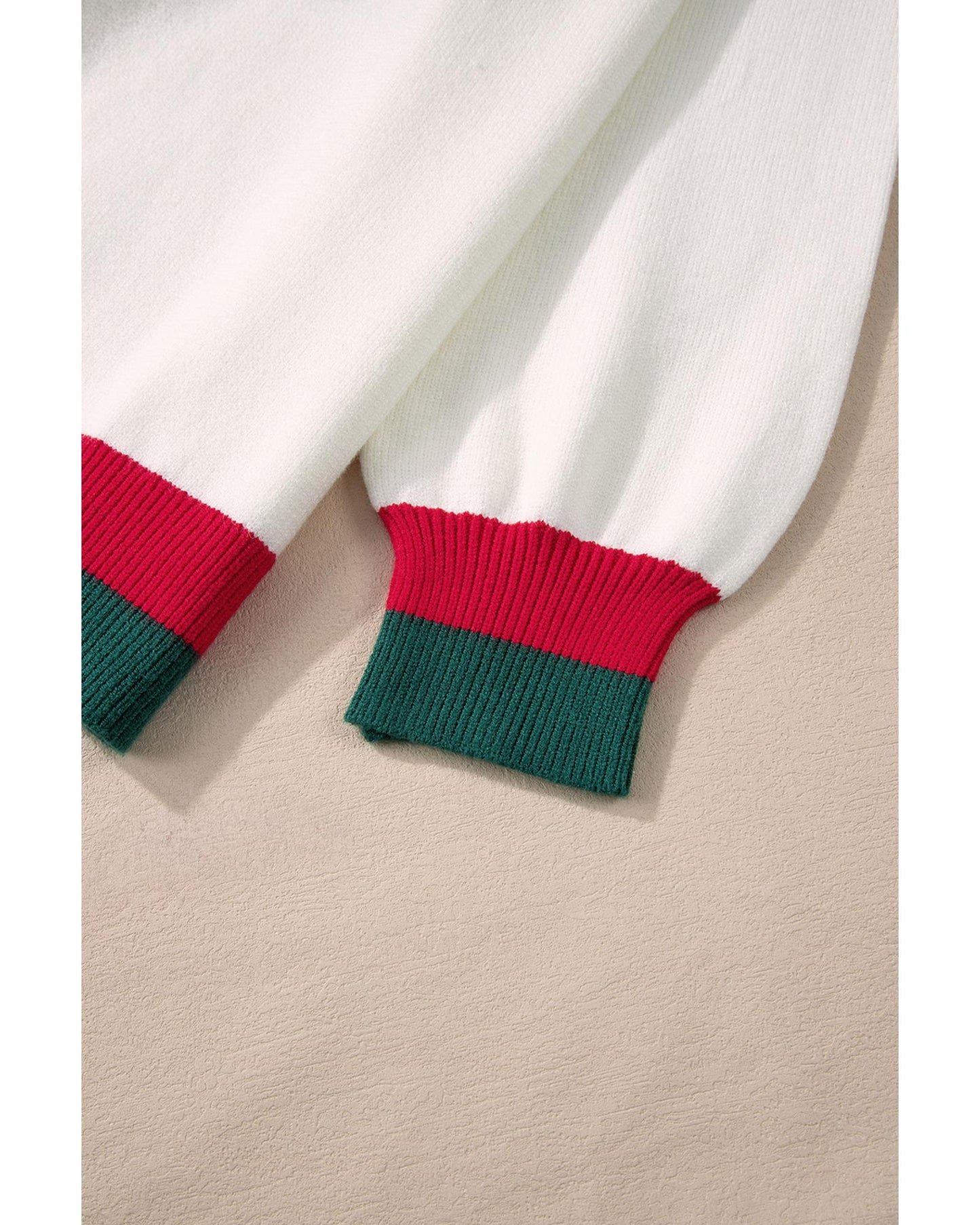 White Tinsel holly jolly Pattern Colorblock Edge Drop Shoulder Plus Size Sweater - 4X