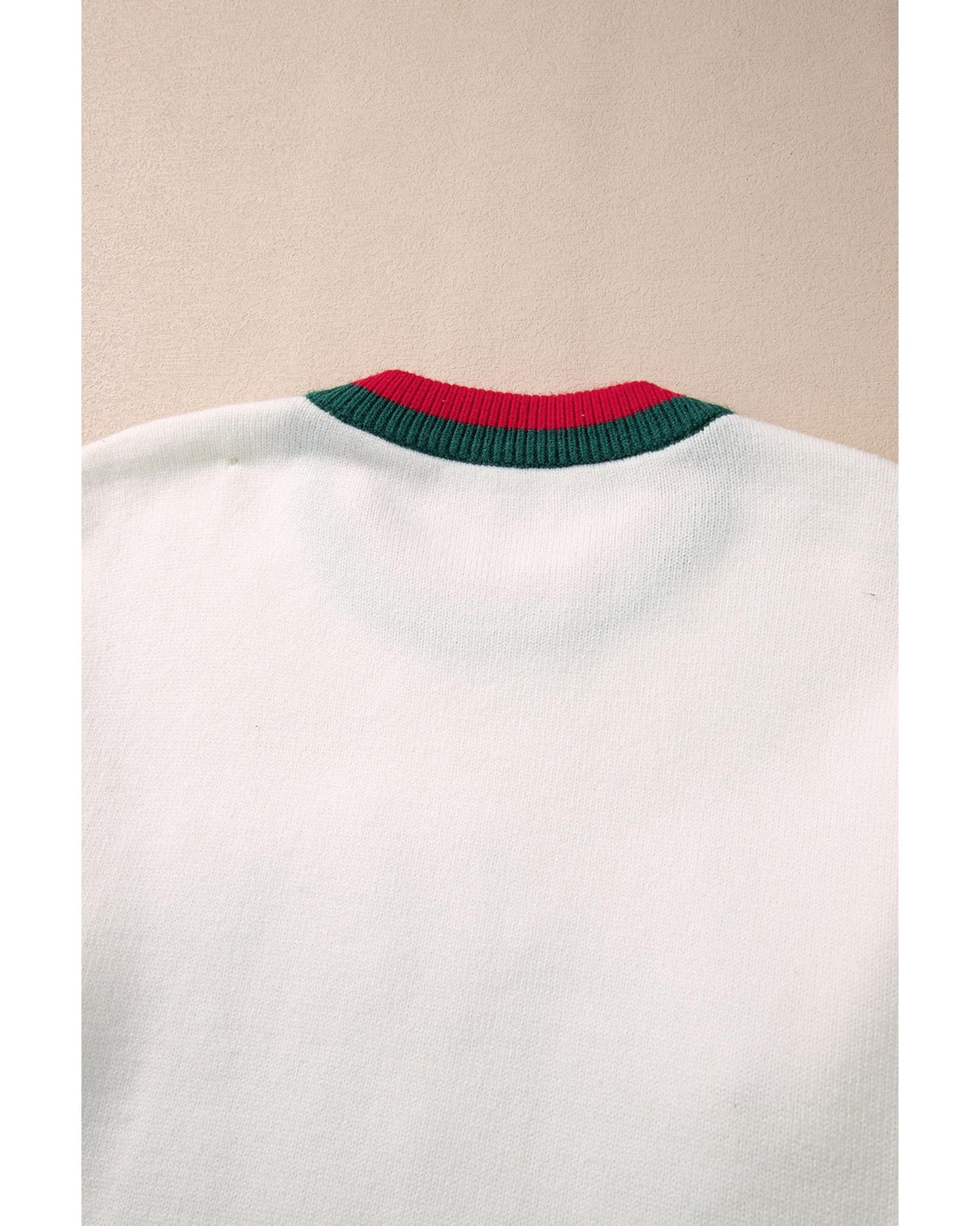 White Tinsel holly jolly Pattern Colorblock Edge Drop Shoulder Plus Size Sweater - 4X