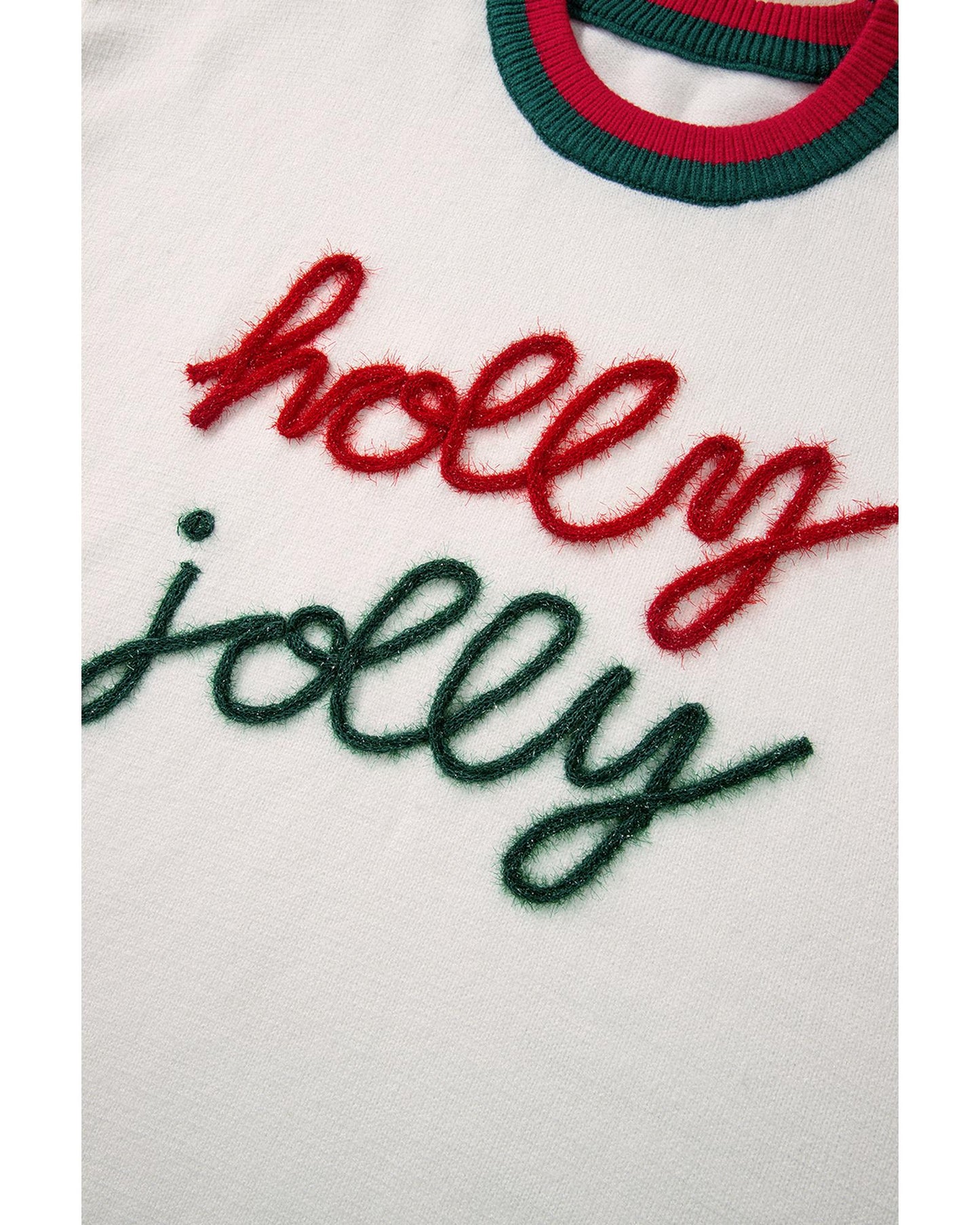 White Tinsel holly jolly Pattern Colorblock Edge Drop Shoulder Plus Size Sweater - 4X