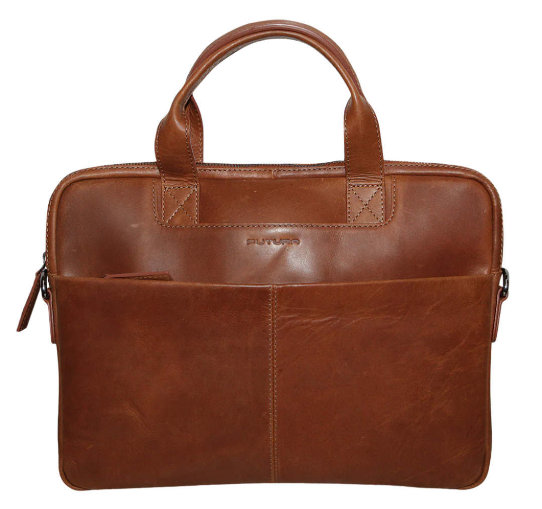 Futura Mens Slimline Laptop Bag Satchel Handbag Handles College - Brown
