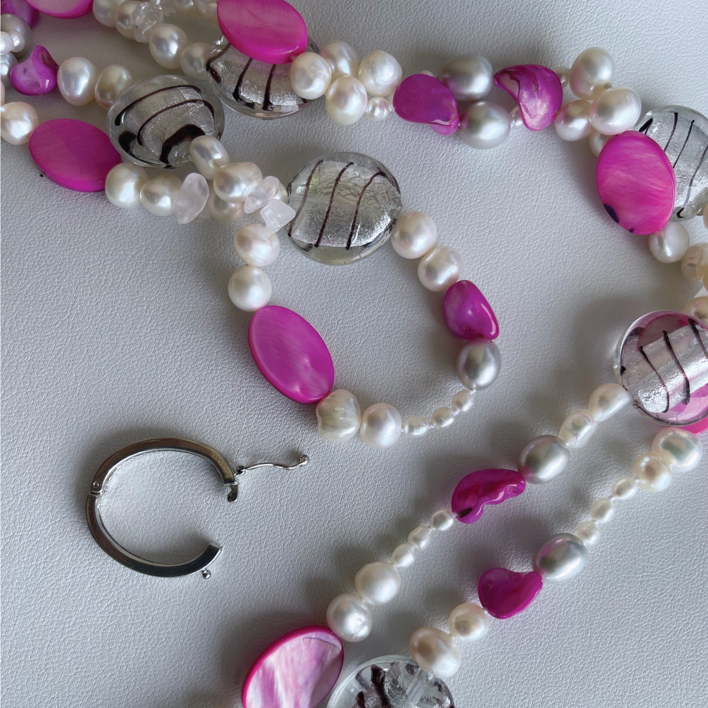 silver colour clasp make choker freshwater pearl necklace twist