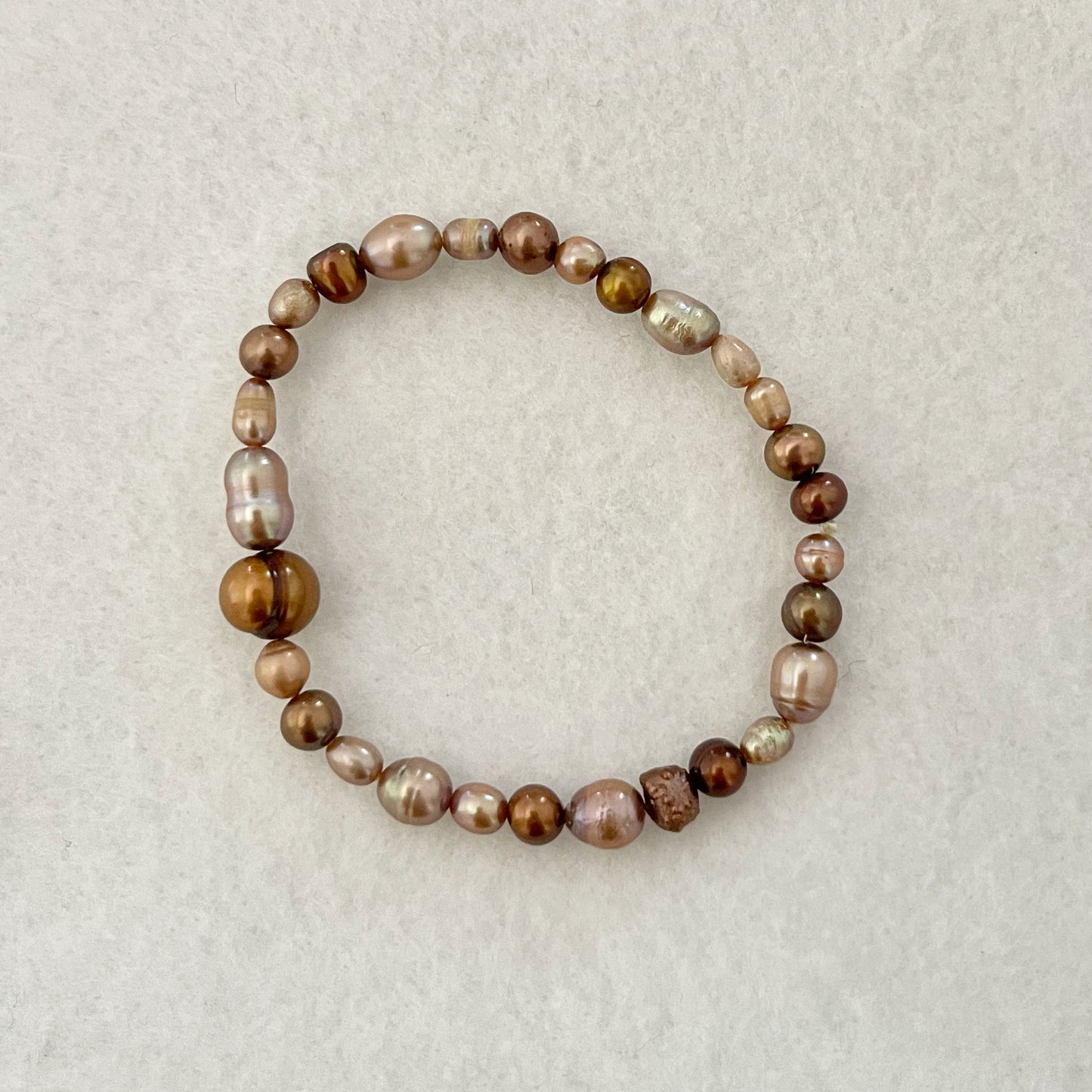 champagne bronze brown cream freshwater pearl bracelet