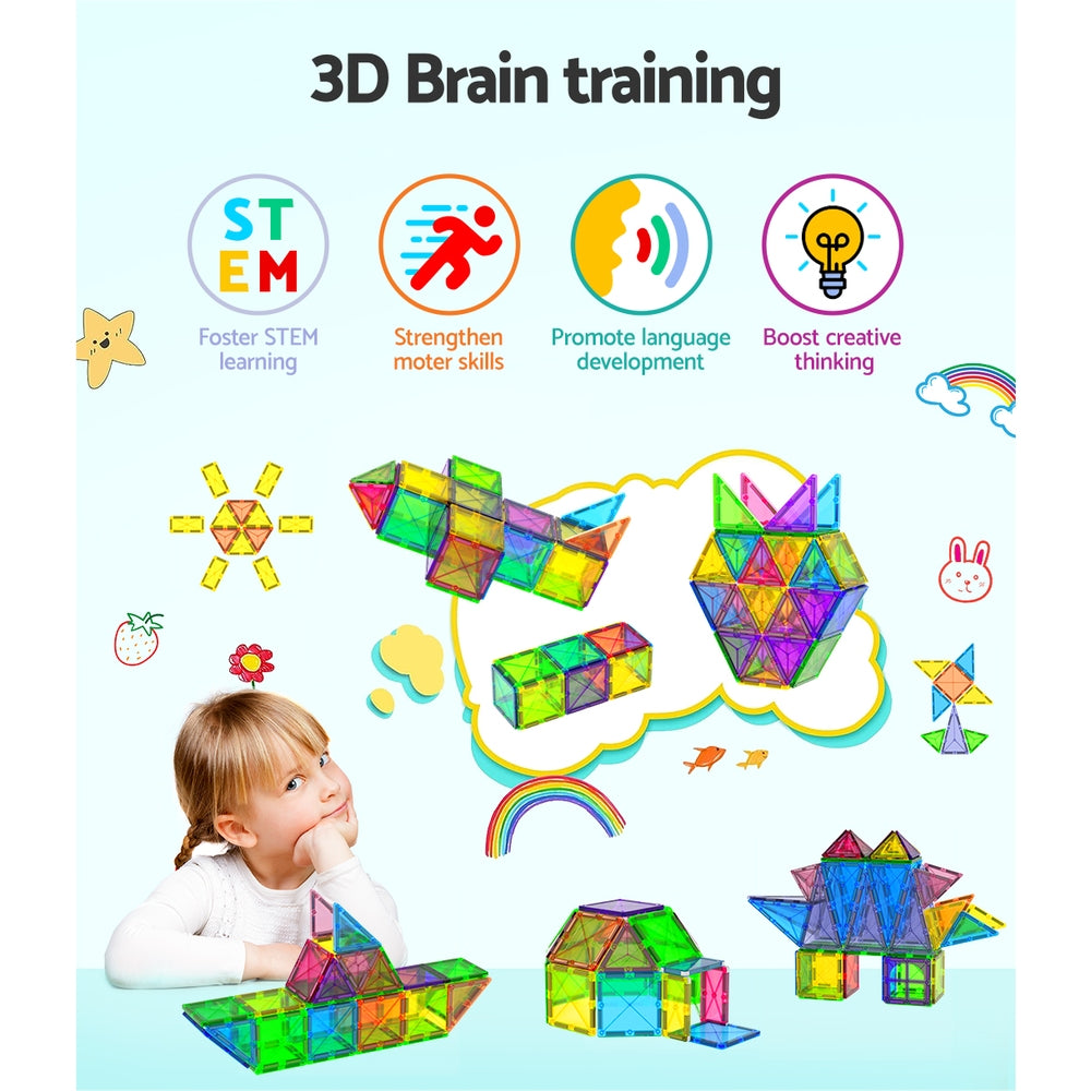 Keezi 100pcs Kids Magnetic Tiles STEM Blocks Building Educational Toys Children Gift