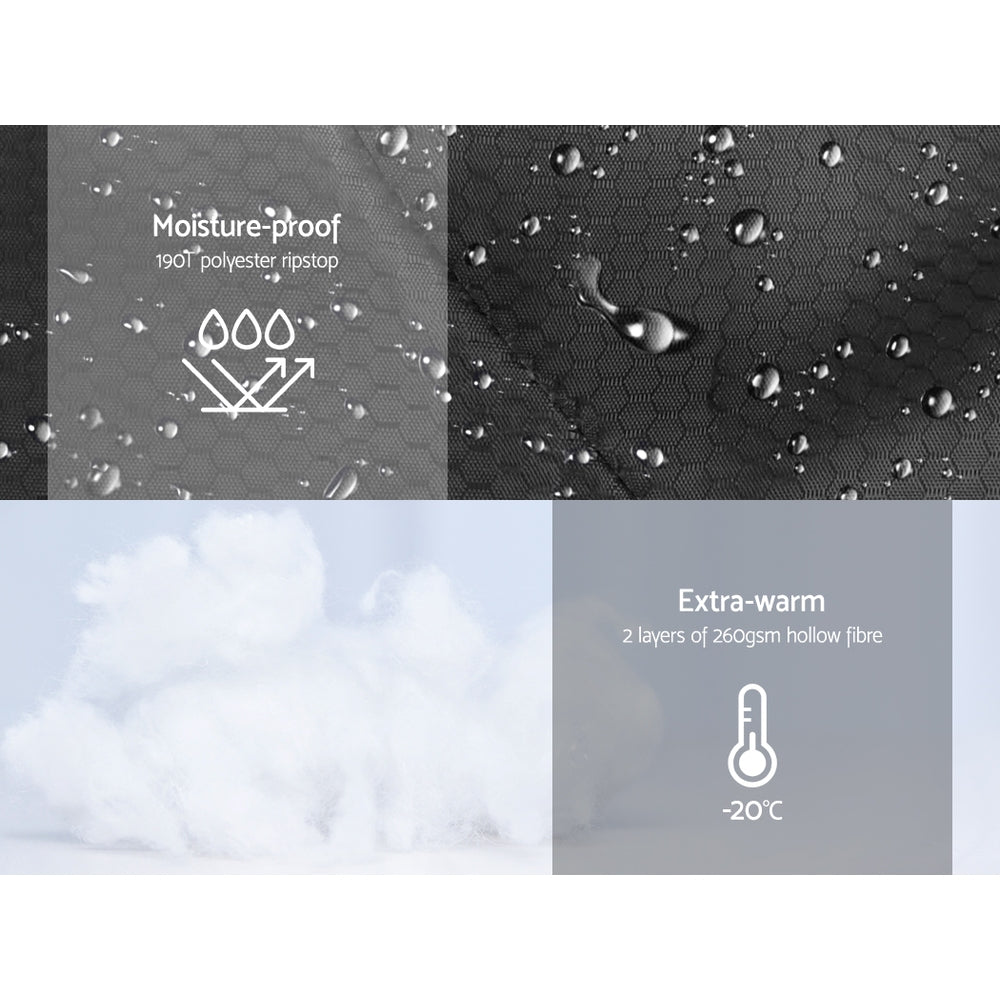 Weisshorn Sleeping Bag Single Thermal Camping Hiking Tent Black -20C