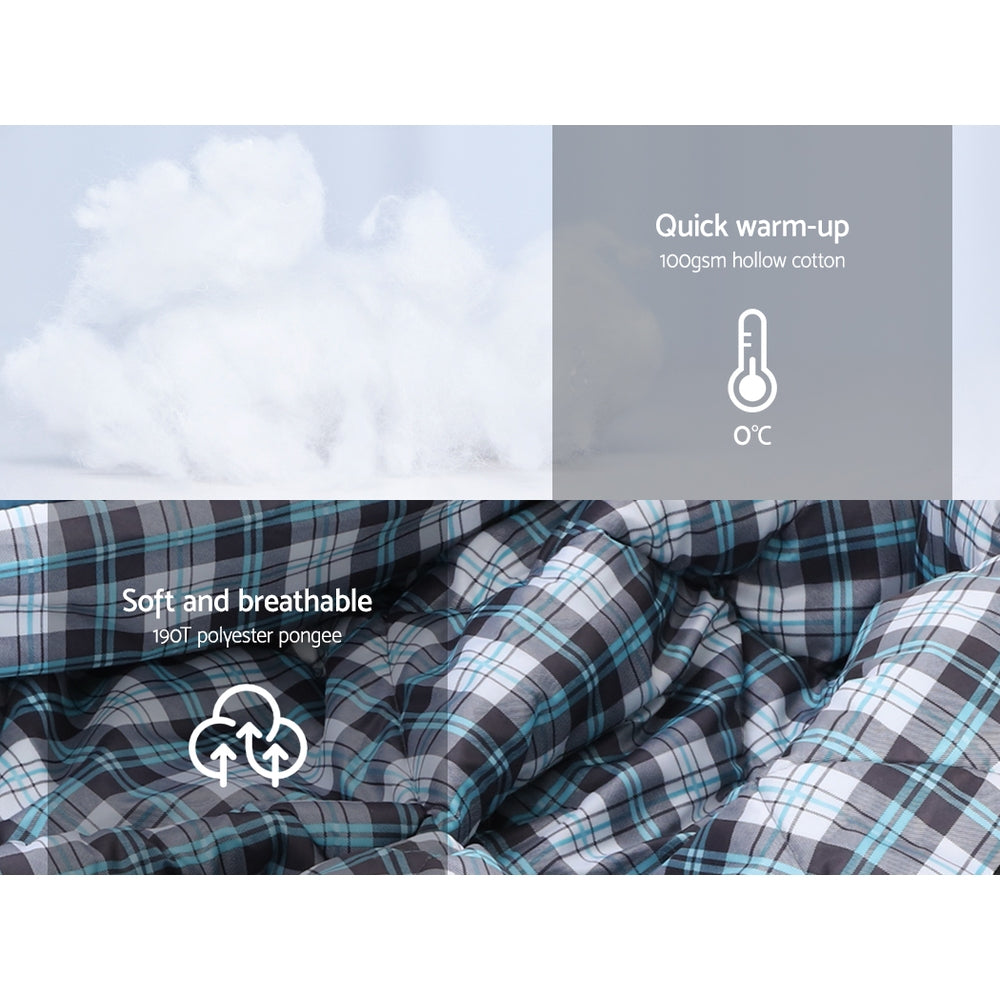 Weisshorn Sleeping Bag Single Thermal Camping Hiking Tent Blue 0C