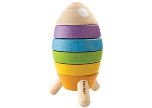 PlanToys - Stacking Rocket Colour Wooden Blocks game for kids