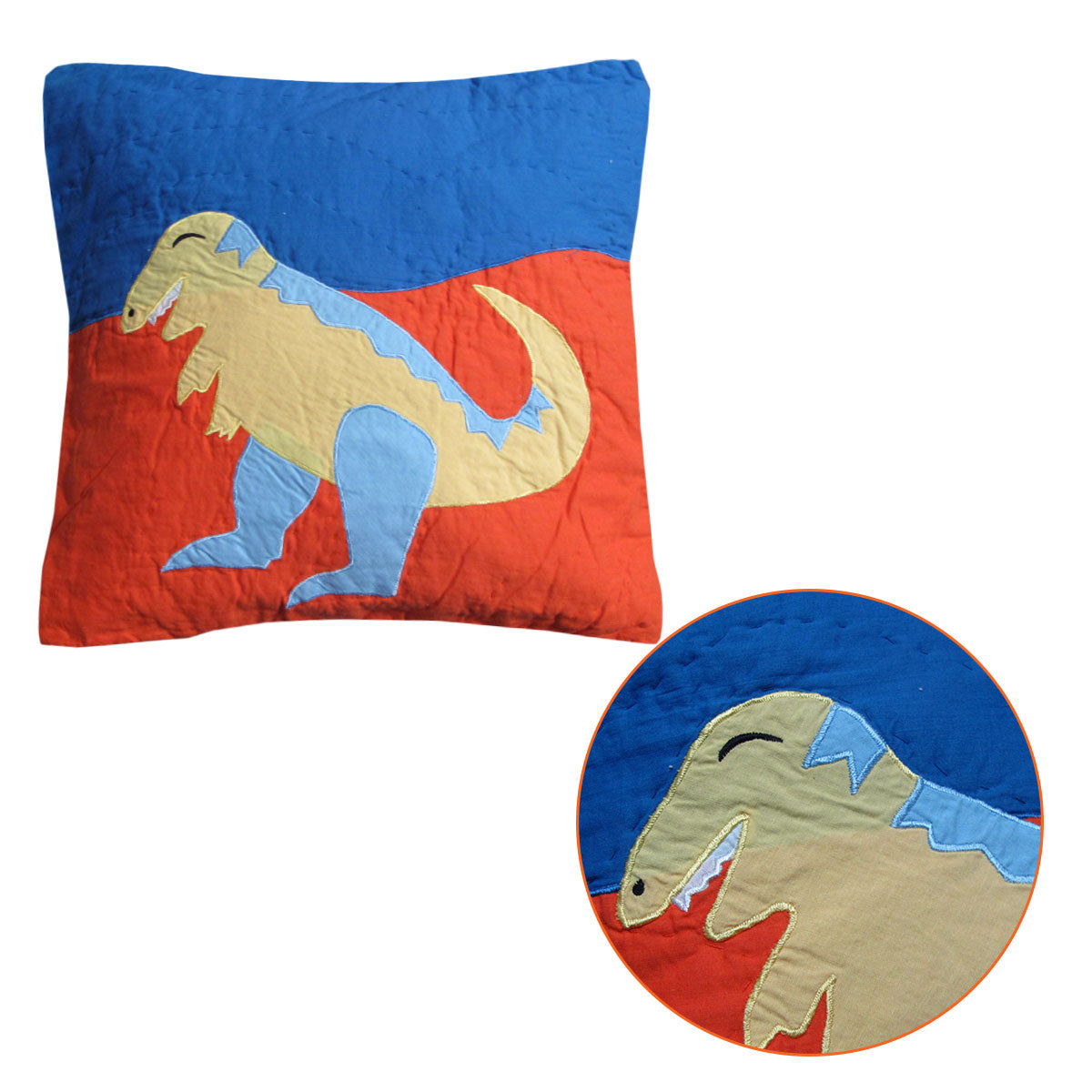 Dinosaur Embroidered Filled Cushion for Kids Bedroom Nursery Lay Room