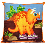 Yellow and Orange dinosaur cushion cover
