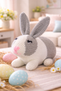 Handmade Crochet Bunny Rabbit Plush Stuffed Animal Toy Baby Shower Nursery Decor