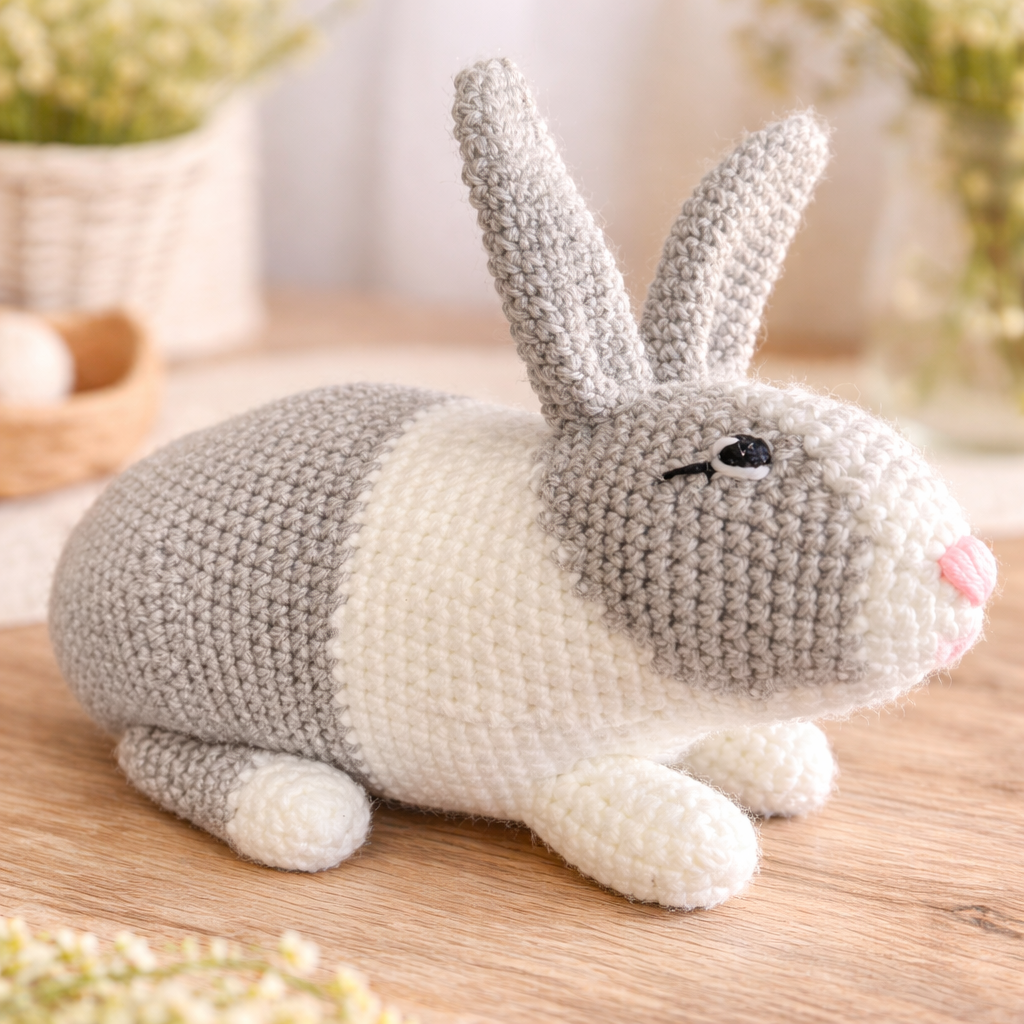 Handmade Crochet Bunny Rabbit Plush Stuffed Animal Toy Baby Shower Nursery Decor