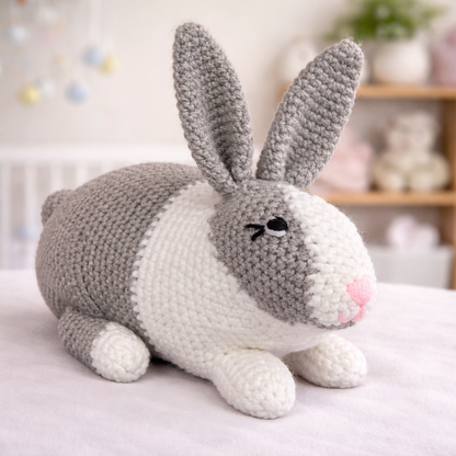 Handmade Crochet Bunny Rabbit Plush Stuffed Animal Toy Baby Shower Nursery Decor