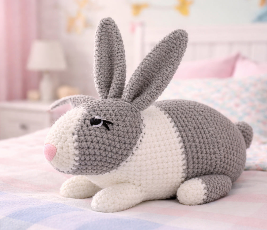 Handmade Crochet Bunny Rabbit Plush Stuffed Animal Toy Baby Shower Nursery Decor