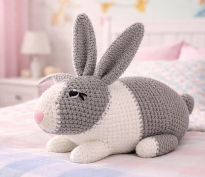 Handmade Crochet Bunny Rabbit Plush Stuffed Animal Toy Baby Shower Nursery Decor