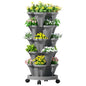 Green Fingers Raised Garden Bed 5 Tier Vertical Garden Grey Strawberry Stackable Planters Herbs Petunias