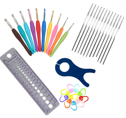 Crochet Starter Kit – All in 1 Travel Set with Yarn Hooks & Accessories Swan Princess