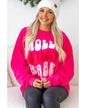 Rose Red Christmas Holly Jolly Babe Graphic Oversized Sweatshirt - M