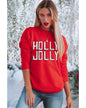 Red HOLLY JOLLY Dotty Letter Graphic Christmas Sweatshirt - 2XL