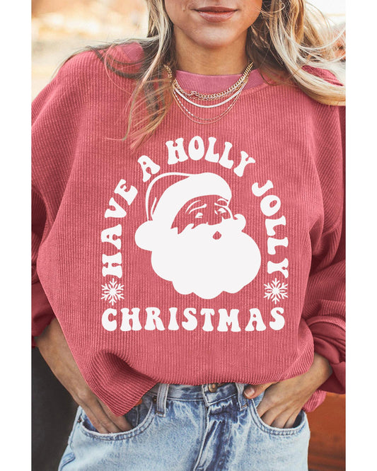 Strawberry Pink HAVE A HOLLY JOLLY CHRISTMAS Corded Sweatshirt - S