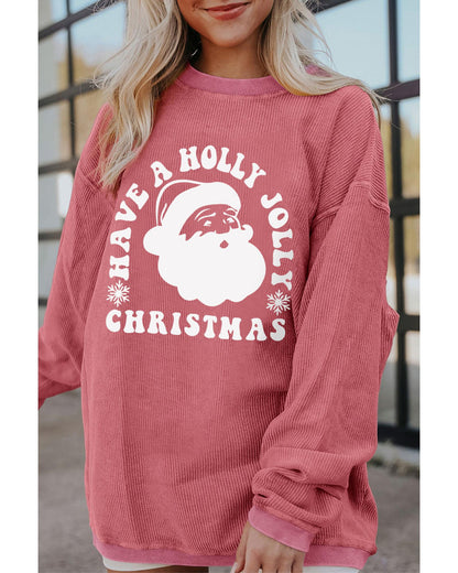 Strawberry Pink HAVE A HOLLY JOLLY CHRISTMAS Corded Sweatshirt - S