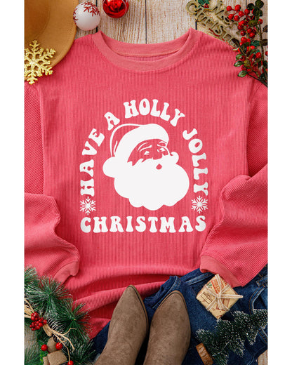 Strawberry Pink HAVE A HOLLY JOLLY CHRISTMAS Corded Sweatshirt - S