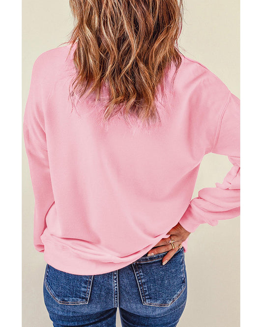 Pink HOLLY JOLLY Christmas Festive Letter Graphic Sweatshirt - 2XL