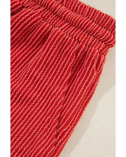 Fiery Red JOLLY Corded Long Sleeve Top and Pockets Pants Set - L