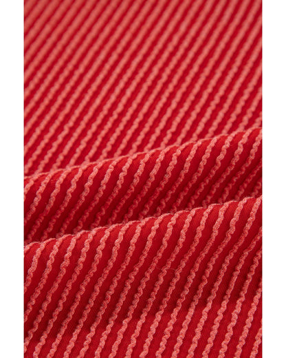 Fiery Red JOLLY Corded Long Sleeve Top and Pockets Pants Set - XL