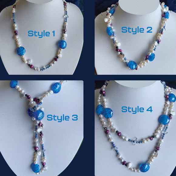 freshwater pearls blue white twist 1 necklace 4 ways to wear