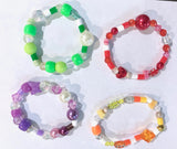 kids bracelets elastic beads colourful red pink yellow green blue purple