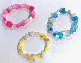 children bracelets elastic beads pink blue yellow plastic