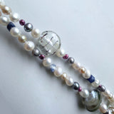 double stranded smokey grey white freshwater pearl necklace twist