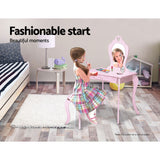 Keezi Kids Dressing Table Stool Set Vanity Mirror Princess Children Makeup Pink
