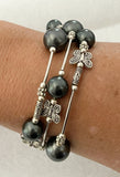 Bracelets Pearls on Silver Wire with Butterflies, fits all wrist sizes, wrap around. Loved by Teenagers and ladies alike